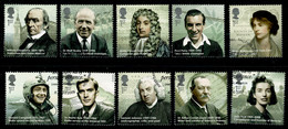 Ref 1568 - GB 2009 - Eminent Britons  - SG 2971/2980 Used Set Of 10 Stamps - Usati