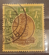 British India INDIA 1828 Error KGV Rs.1.00 Stamp Multi Star "INVERTED WATERMARK" Used In RANGOON, BURMA As Per Scan - Errors, Freaks & Oddities (EFO)