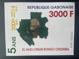 Gabon Gabun 2014 Mi. Block ? 3 000 F Giant Stamps Timbres Géants 2009 Omar Edith Bongo Ondimba Gold OR Argent Silver - Gabon (1960-...)