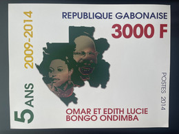 Gabon Gabun 2014 Mi. Block ? 3 000 F Giant Stamps Timbres Géants 2009 Omar Edith Bongo Ondimba Gold OR Argent Silver - Gabun (1960-...)