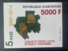 Gabon Gabun 2014 Mi. Block ? 3 000 F Giant Stamps Timbres Géants 2009 Omar Edith Bongo Ondimba Gold OR Argent Silver - Gabón (1960-...)