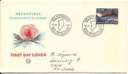 Greenland FDC Volcano Heimaey Eruption 18-10-1973 With Cachet Sent To Denmark - Volcans