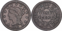 Etats-Unis - 1845 - Large Cent Braided Hair - 07-146 - 1840-1857: Braided Hair (Capelli Intrecciati)