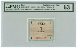 1 LIRA OCCUPAZIONE AMERICANA IN ITALIA MONOLINGUA ASTERISCO 1943 QFDS - Occupazione Alleata Seconda Guerra Mondiale