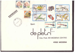 825   -  BARI  3.11.1984  /  ESPRESSO  CON INTERESSANTE AFFRANCATURA: BLOCCO COSTRUZIONI AERONAUTICHE 1982 - 1981-90: Storia Postale