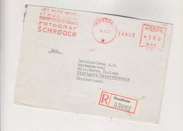 NORWAY TRONDHEIM   1959 Nice Registered   Cover To Germany Meter Stamp - Brieven En Documenten