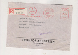 NORWAY TRONDHEIM   1961 Nice Registered   Cover To Germany Meter Stamp - Covers & Documents