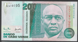 CABO VERDE (CAPE VERDE) :  200 Escudos - 1989 - P58a – UNC - Prefix AZ - Kaapverdische Eilanden