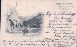 Algérie, Blida, Avenue De La Gare, Publicité Grand Hôtel D'Orient C. Augustin Propriétaire (25.11.1901) - Blida