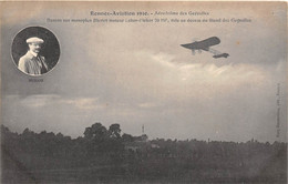 35-RENNES-AVIATIONS-1910- AERODRÔME DES GAYEULLES, BUSSON SUR MONOPLAN BLERIOT VOLE AU DESSUS DU STAND - Rennes