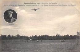 35-RENNES-AVIATIONS-1910- AERODRÔME DES GAYEULLES,UN VOL DE GARROS " DEMOISELLE CL BA AU DESSOUS LE MONOPLAN DE NOUE OBR - Rennes