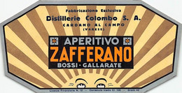 014371 "(VARESE) CARDANO AL CAMPO- DISTILLERIA COLOMBI S.A. - APERIT. ZAFFERANO BOSSI-GALLARATE" ETICH II QUARTO XX SEC - Alkohole & Spirituosen