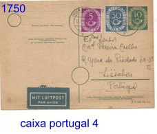 POSTHORN 10 + ADDITIONAL STAMPS 5 E 30 TO PORTUGAL  12 - 7 - 1952 - Postkarten - Gebraucht