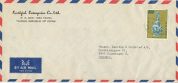 Taiwan Air Mail Cover Sent To Denmark 1973 Single Franked - Airmail