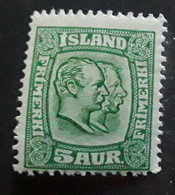 ISLAND ISLANDE 1907, Frederik VIII / Christian IX, Yvert 50 , 5 A Vert Neuf ** MNH TB Cote 175 Euros - Ongebruikt