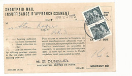 56360 ) Canada Post Card Armstrong Postmark 1973 Shortpaid Mail OHMS - Cartoline Illustrate Ufficiali (della Posta)