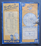 Carte Ancienne Michelin - Année 1947 - Numéro 65 - Auxerre - Dijon - Carte Stradali