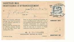 56362 ) Canada Post Card Armstrong Postmark 1972 Shortpaid Mail OHMS - Cartoline Illustrate Ufficiali (della Posta)