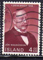 ISLANDA ICELAND ISLANDE ISLAND 1968 INDEPENDENCE PRIME MINISTER JON MAGNUSSON 4k USED USATO OBLITERE' - Gebruikt