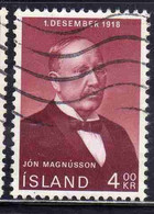 ISLANDA ICELAND ISLANDE ISLAND 1968 INDEPENDENCE PRIME MINISTER JON MAGNUSSON 4k USED USATO OBLITERE' - Gebraucht