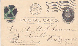 BENJAMIN FRANKLIN STAMP ON WILLIAM MCKINLEY PC STATIONERY, ENTIER POSTAL, 1903, USA - 1901-20