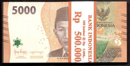 Lot 100 Pcs 1 Bundle Indonesia 5000 5,000 Rupiah 2022 UNC New Design - Indonésie