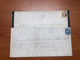2 Lettres Classiques  Cachet à Date Sur N°13B Et 22 - 1862 Napoleon III