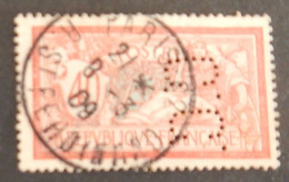 FRANCE TYPE MERSON PERFORE C.C  YT 119 OBLITERATION RUE ST FERDINAND PARIS 8-3-09  VOIR 2 SCANS - Used Stamps