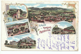 LITHO Gruss Aus RORBAS-FREIENSTEIN Gesamtansicht Kirche Fabrik Blumer Schloss Teufen Anstalt Freienstein Gel. 1900 - Freienstein-Teufen