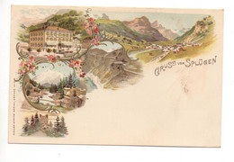 LITHO Gruss Aus SPLÜGEN Hôtel Bodenhaus - Splügen