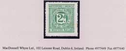 Ireland Railway Waterford Limerick & Western 1897 2d Green Letter Stamp Fresh Mint, Stains At Right - Unclassified