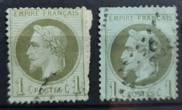 FRANCE 1870 - Canceled - YT 25, 25a - 1863-1870 Napoléon III Con Laureles