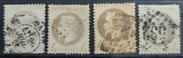 FRANCE 1870 - Canceled - YT 27A, 27Ab, 27Bb, 27Ba - 1863-1870 Napoléon III Con Laureles