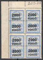 1946 Hungary - FISCAL BILL Tax - Revenue Stamp - Overprint 2000 P / 20 F - MNH CORNER - Revenue Stamps