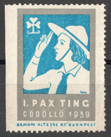 SCOUT SCOUTS JAMBOREE - LABEL CINDERELLA VIGNETTE - 1939 Hungary Budapest Gödöllő - PAX TING - Gebraucht