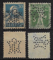 Switzerland 1905/1930 2 Stamp Perfin Weave SI By Sanitätsgeschäft M. Schaerer Medical Supply Store Bern lochung Perfore - Perforadas