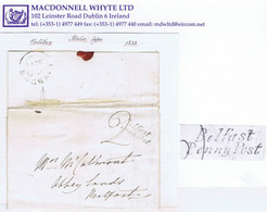 Ireland Belfast 1833 Lettersheet Lisburn To Abbeylands With Italic 'Belfast/Penny Post' Rated '2' - Préphilatélie