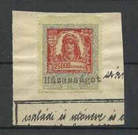 UNGARN HUNGARY 1920ies Revenue Tax Steuermarke 25 000 Korona On Cut Out O - Revenue Stamps