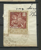 UNGARN HUNGARY 1920 Revenue Tax Steuermarke 100 Korona On Out Out O - Fiscale Zegels