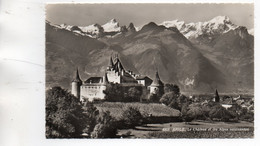 AIGLE LE CHATEAU ET LES ALPES VALAISANNES CPSM 9X14 NEUVE - Aigle