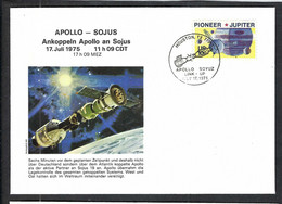 ESPACE 1975: FDC "Apollo-Soyuz" Houston (USA, Texas) Avec TP "Pioneer Jupiter" - Amérique Du Nord