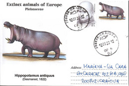 Envelope Circulee, Animaux Prehistoriques, Extinct Animals Of Europe (Pleistocene), Hippopotamus Antiquus - Prehistóricos