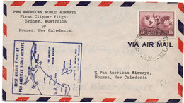 1947 - ENVELOPPE 1er PREMIER VOL / FIRST AIRMAIL FLIGHT PAN AMERICAN WORLD SYDNEY - POSTE AERIENNE / AVION / AVIATION - First Flight Covers