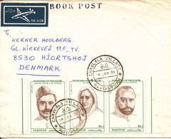 Pakistan Cover Sent Air Mail To Denmark 14-1-1991 Topic Stamps Pioneers Of Freedom - Pakistan