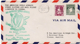 1946 - ENVELOPPE 1er PREMIER VOL / FIRST FLIGHT LIMERICK TO VIENNA (EIRE / IRLANDE) - POSTE AERIENNE / AVION / AVIATION - Luftpost