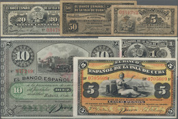 Cuba: El Banco Espanol De La Isla De Cuba, Lot With 6 Banknotes, 1896-1897 Serie - Cuba