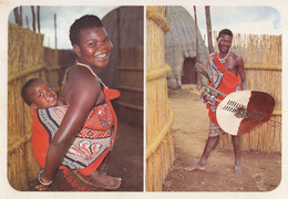 Swaziland Warrior & Lady Carrying Baby Africa Postcard - Swasiland