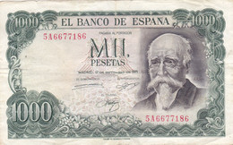 Billet De 1971 ESPAGNE 1000 Pesetas TTB  Jose Echegaray @ N° 5A6677186 - 1000 Peseten