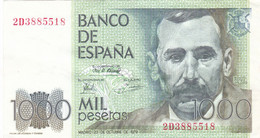 Billet De 1979 ESPAGNE 1000 Pesetas SUP  Benito Perez Galdos @ N° 2D3885518 (8 Numéros Et 1 Lettre) - [ 4] 1975-…: Juan Carlos I.