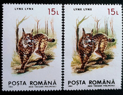 Animals Fauna  Linx Linx Errors Romania 1993 # Mi 4896 Printed  With Color Difference - Plaatfouten En Curiosa